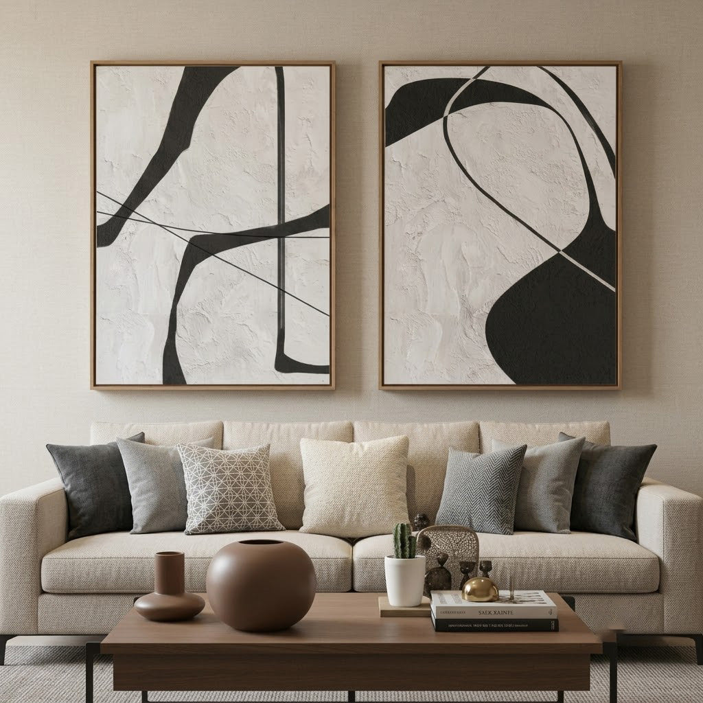 Minimalist Abstract Diptych Wall Art #MT316