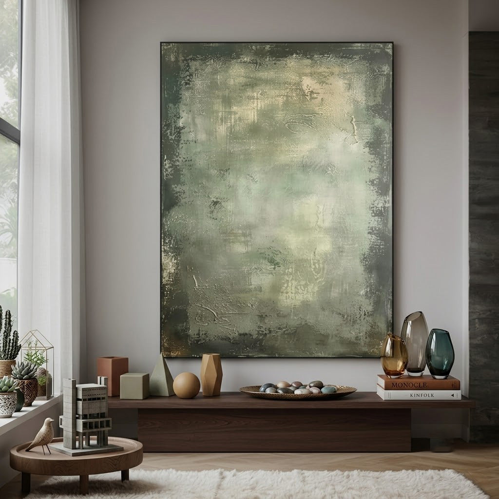 Sage Green Abstract Textured Wall Art #MT322