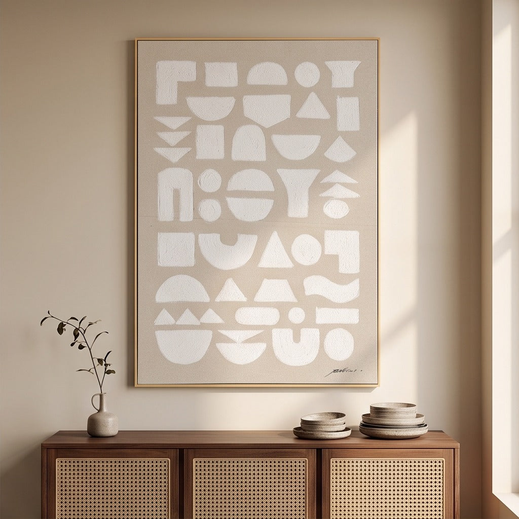 Neutral Geometric Abstract Wall Art #TO003