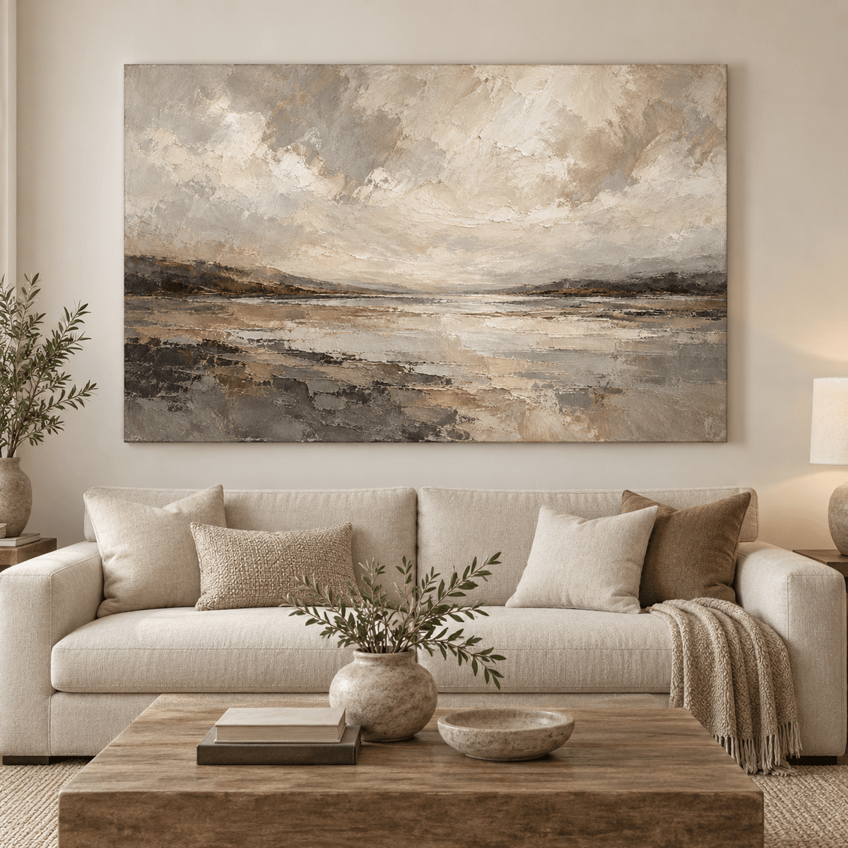 Neutral Abstract Landscape Wall Art #TO188