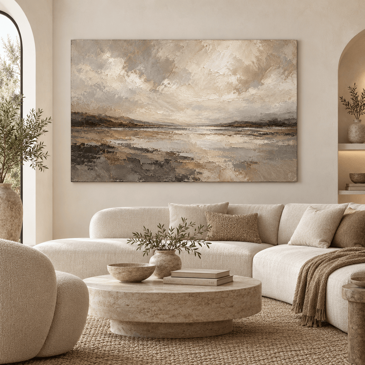 Neutral Abstract Landscape Wall Art #TO188
