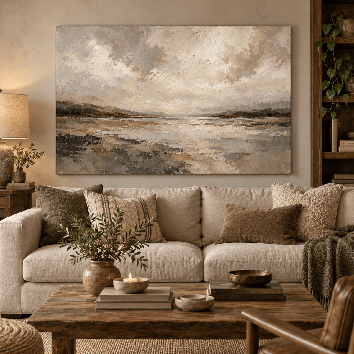Neutral Abstract Landscape Wall Art #TO188