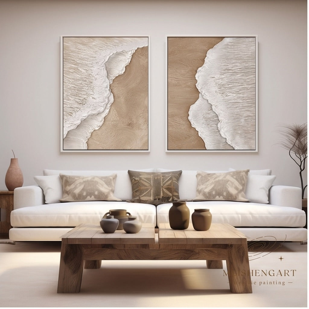 Neutral Coastal Diptych Wall Art #TO396