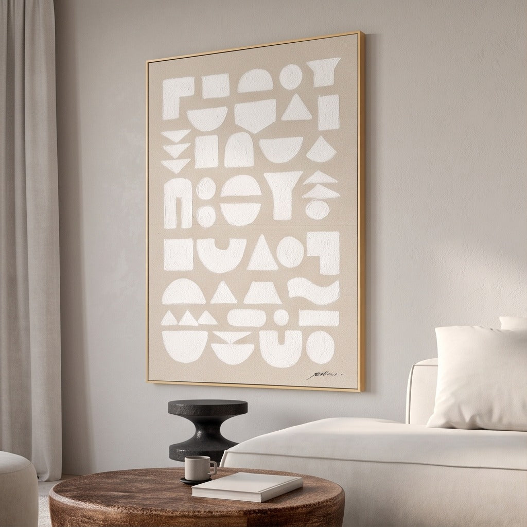 Neutral Geometric Abstract Wall Art #TO003