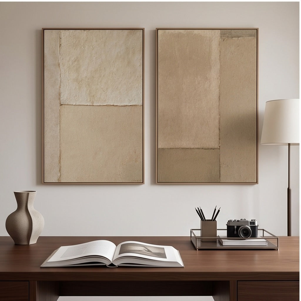 Neutral Geometric Abstract Wall Art Set #TO013