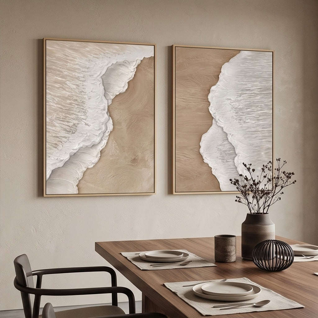 Neutral Textured Coastal Wall Art Set #TO010