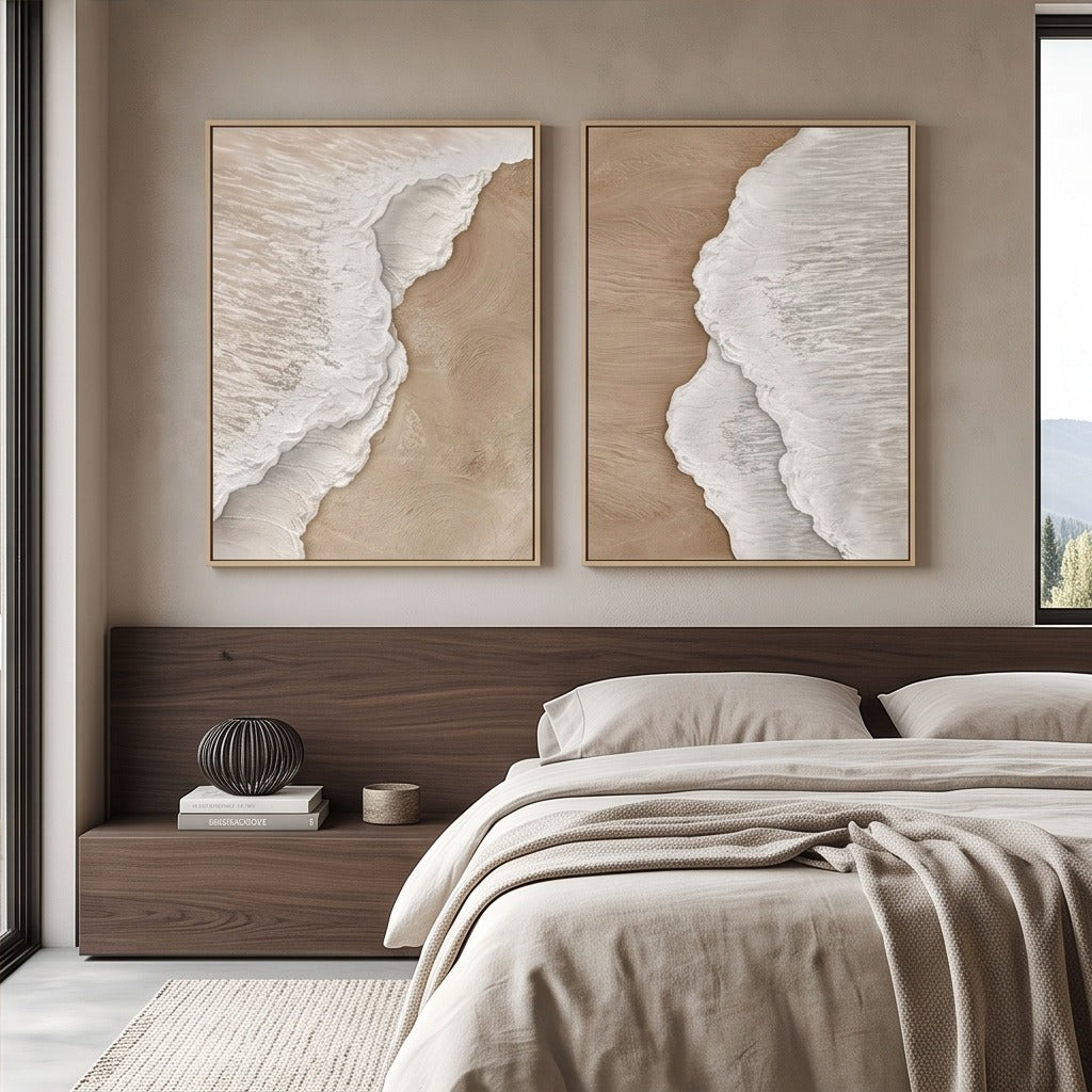 Neutral Textured Coastal Wall Art Set #TO010