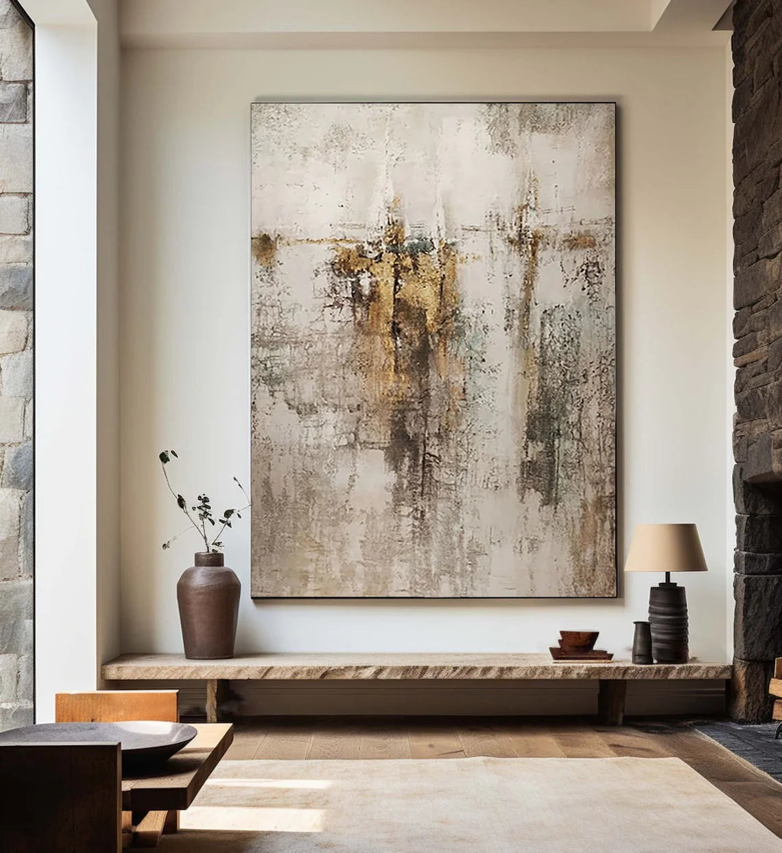 Neutral Abstract Gold Wall Art #MT330