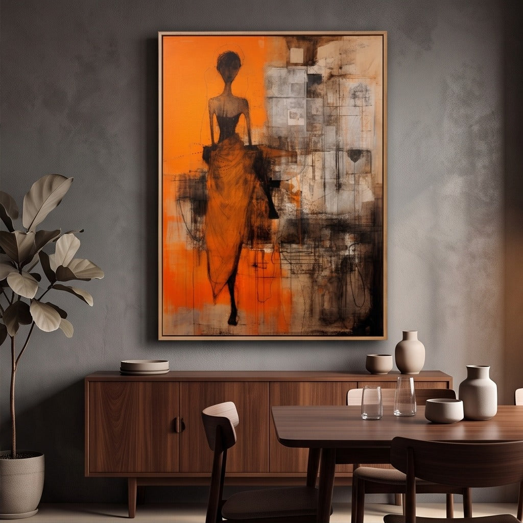 Orange Abstract Figurative Wall Art #TO119