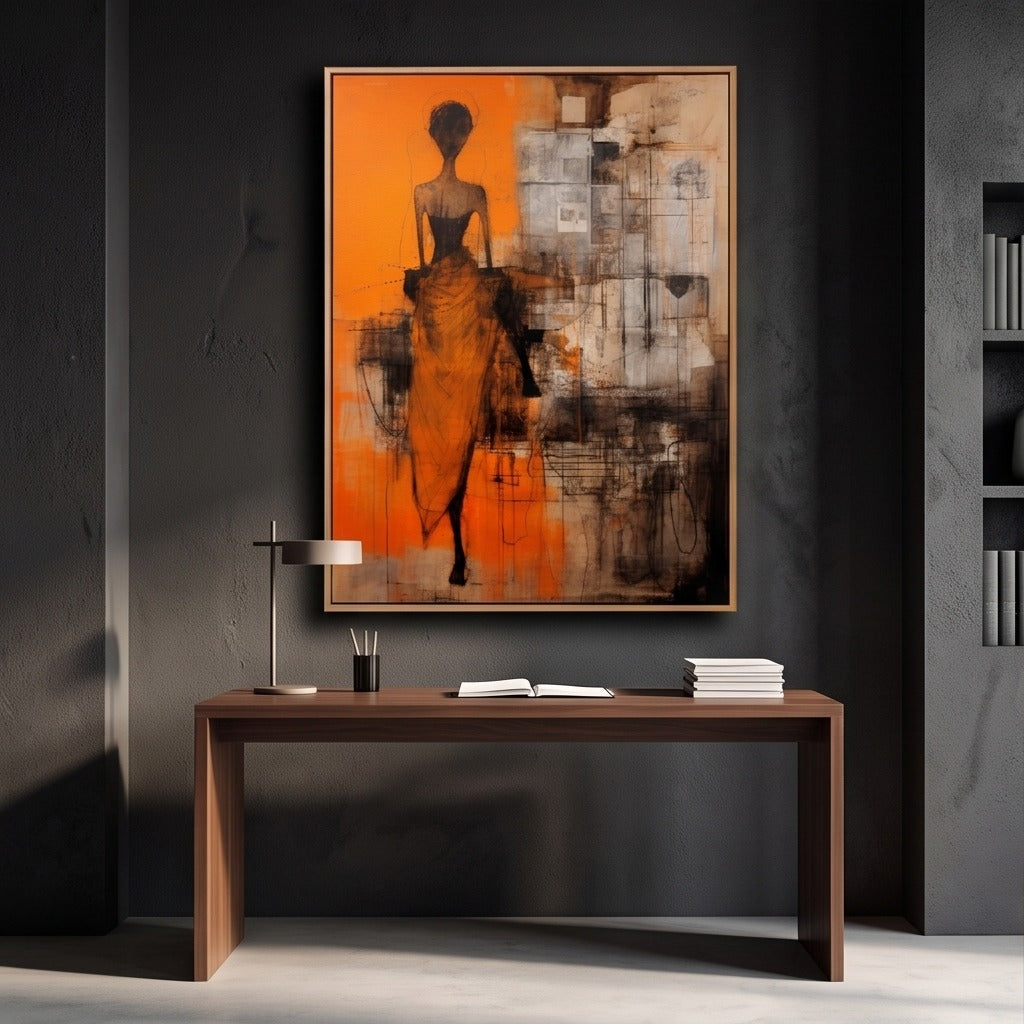 Orange Abstract Figurative Wall Art #TO119