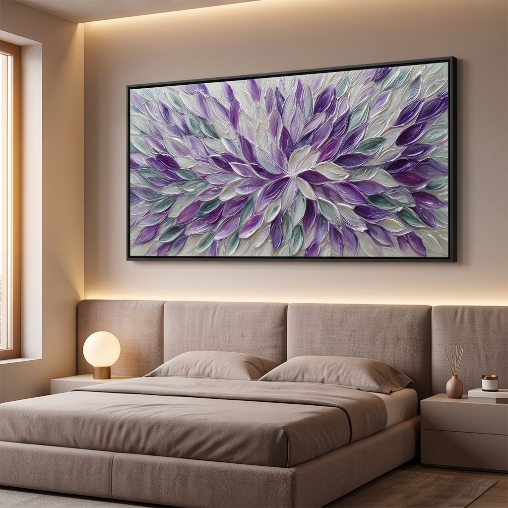 Purple Textured Floral Wall Art #TO131