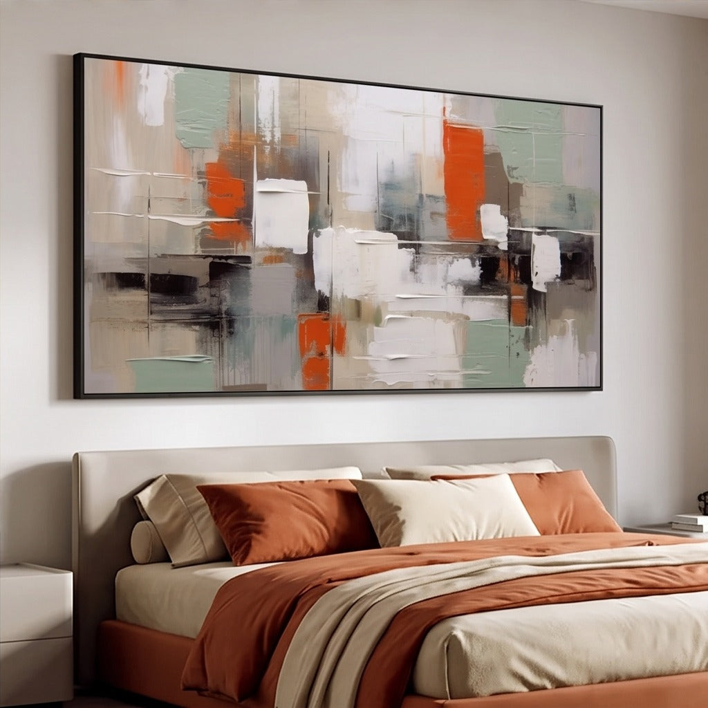 Sage Green and Orange Abstract Wall Art #TO347