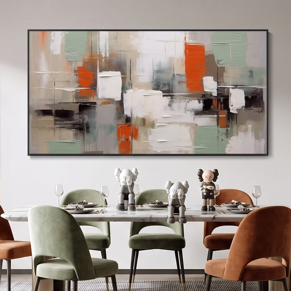 Sage Green and Orange Abstract Wall Art #TO347