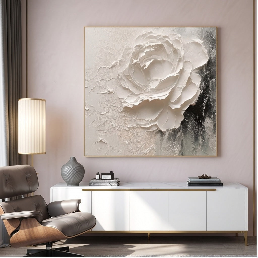 Sculptural White Floral Wall Art #TO830