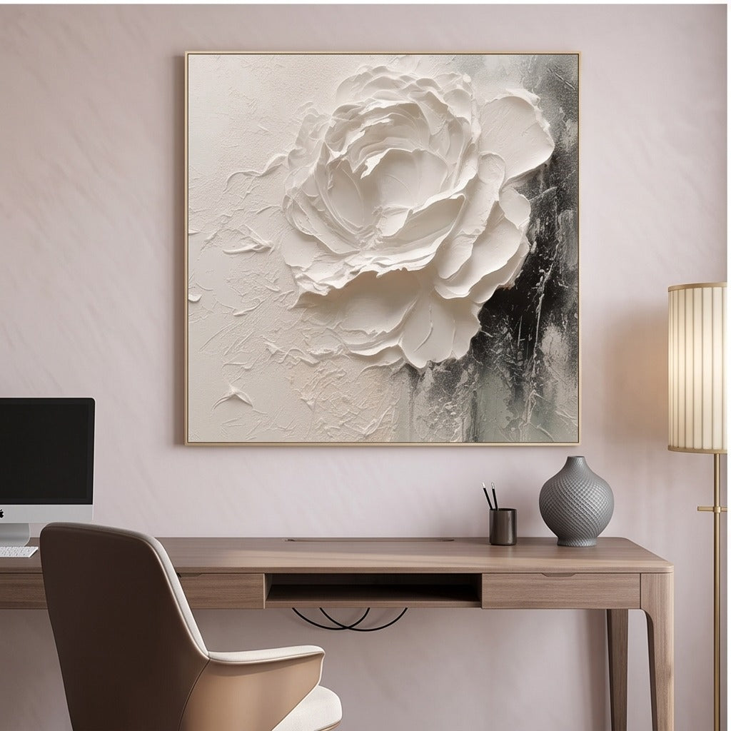 Sculptural White Floral Wall Art #TO830