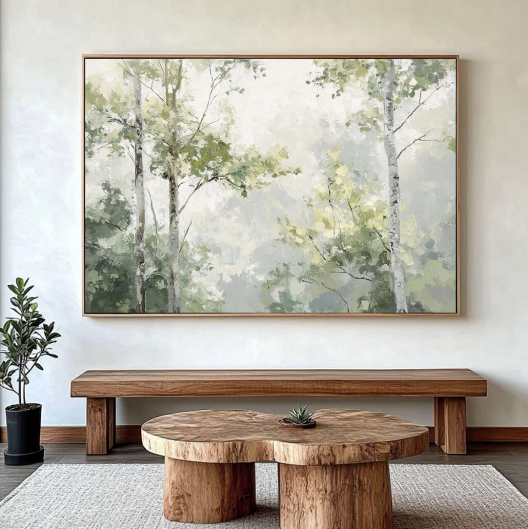 Soft Green Forest Landscape Wall Art #MT425