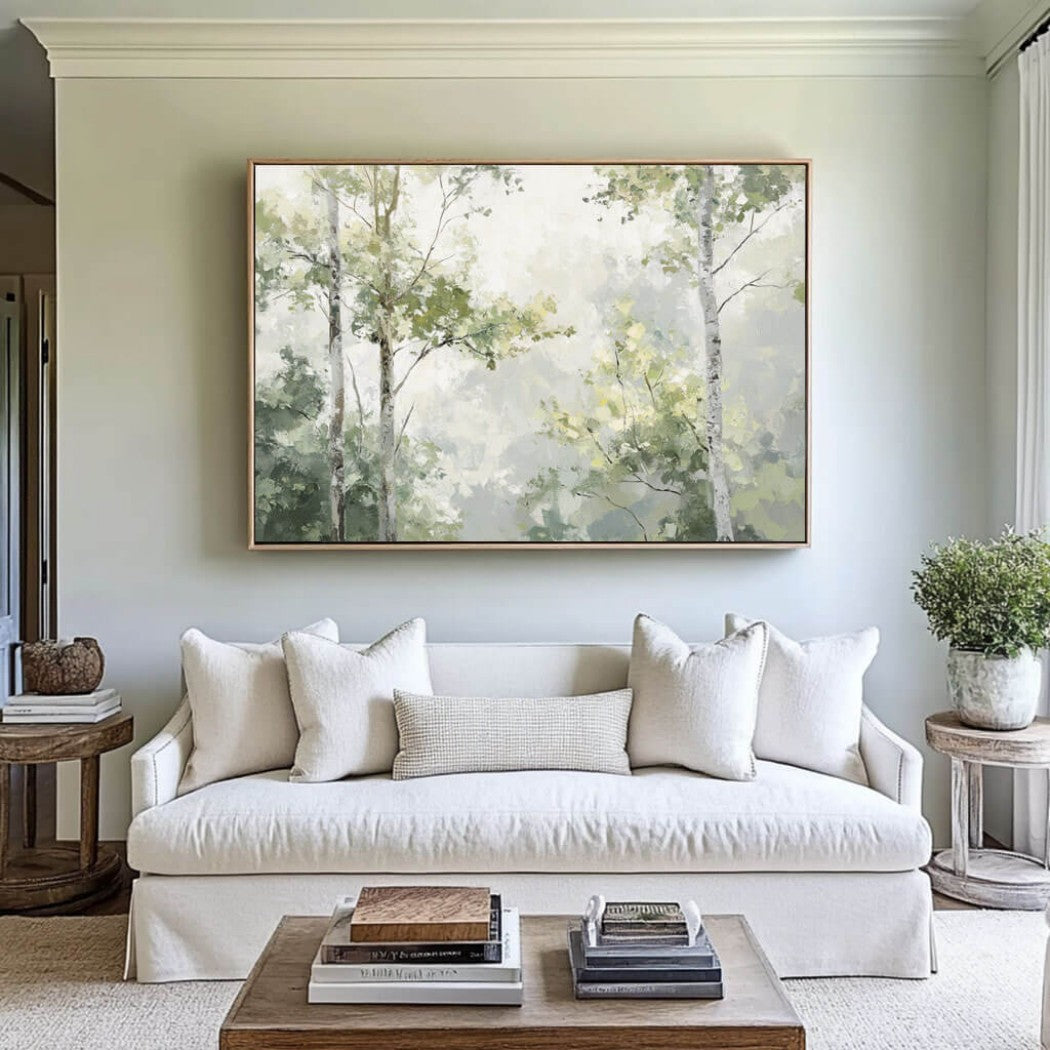 Soft Green Forest Landscape Wall Art #MT425