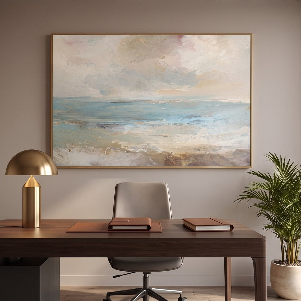 Soft Blue Abstract Seascape Wall Art #TO142