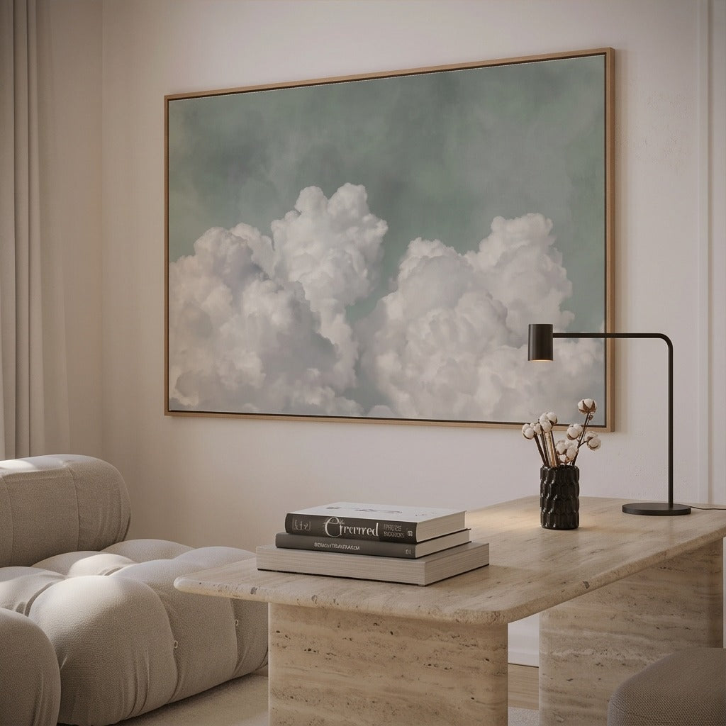Soft Blue Cloudscape Wall Art #TO286