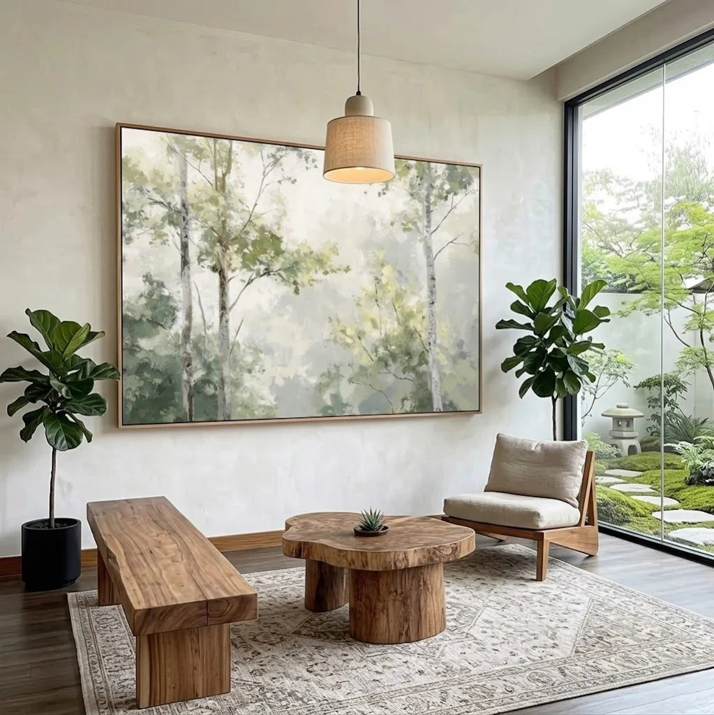 Soft Green Forest Landscape Wall Art #MT425