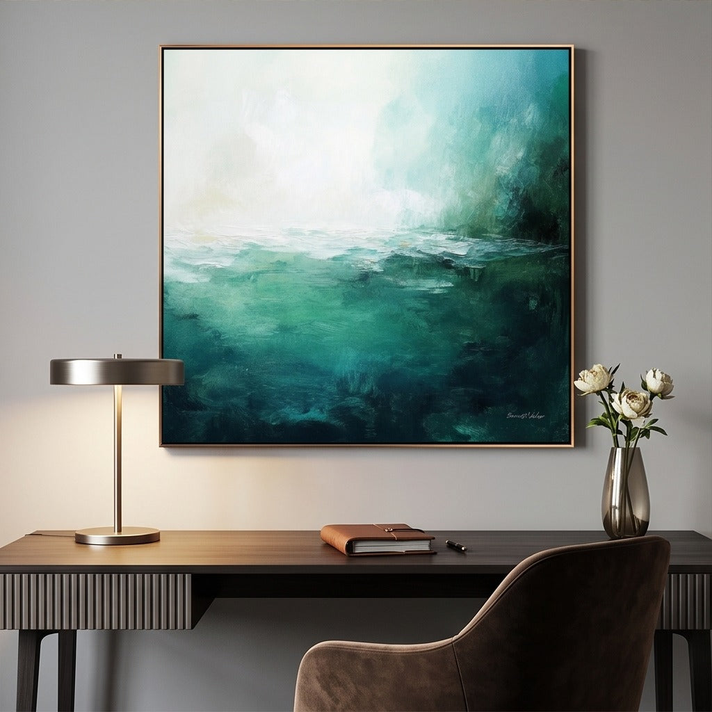 Teal Abstract Ocean Wall Art #TO112