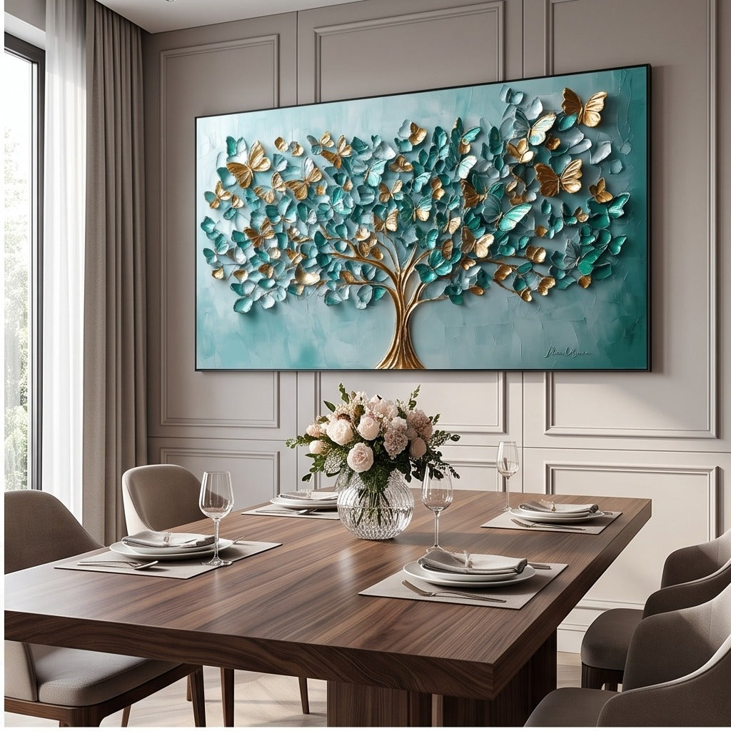 Teal Butterfly Tree Wall Art #TO268