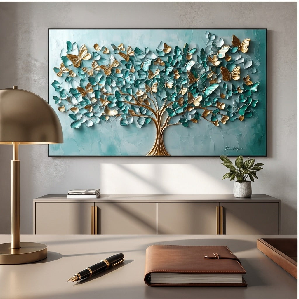 Teal Butterfly Tree Wall Art #TO268