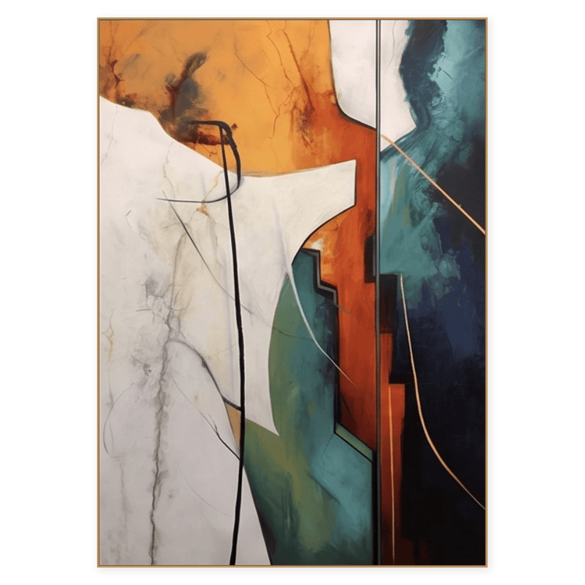 Teal & Orange Geometric Abstract Wall Art #TO155