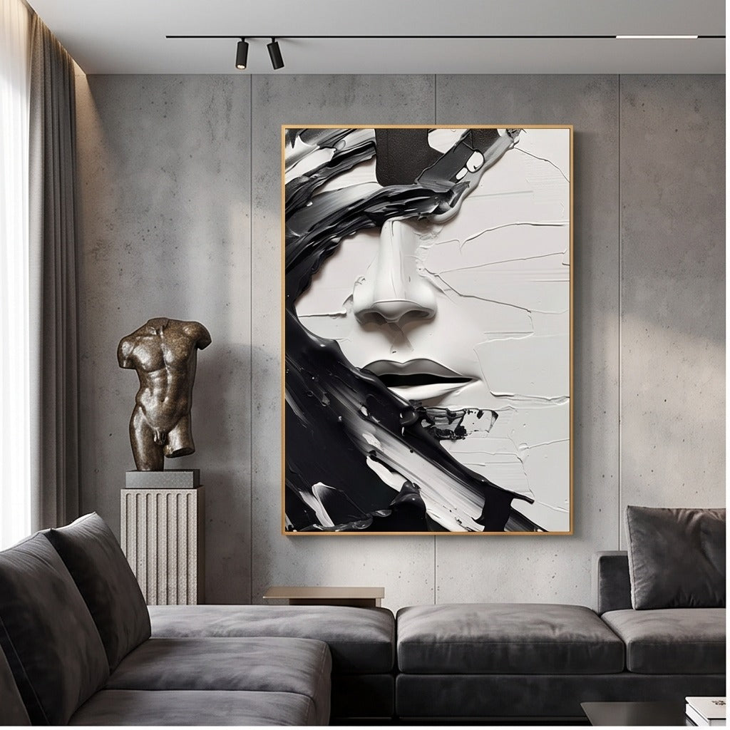 Textured Black & White Portrait Wall Art #TO117