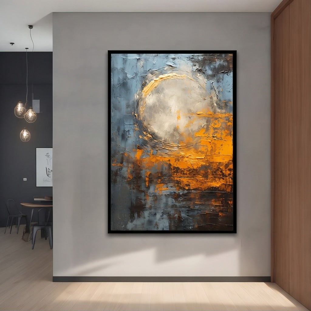 Textured Blue & Gold Abstract Wall Art #TO171