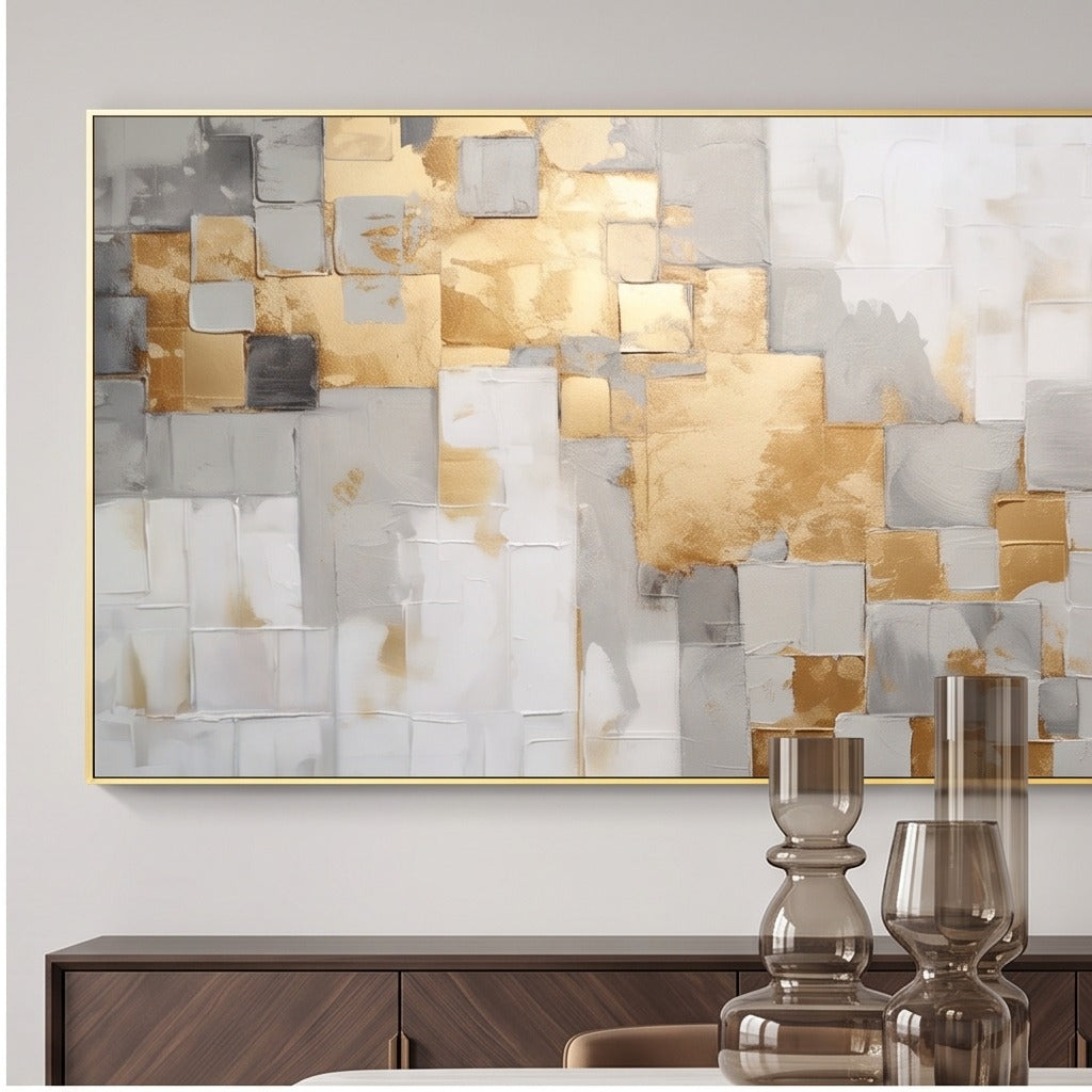 Textured Gold Geometric Abstract Wall Art #TO332