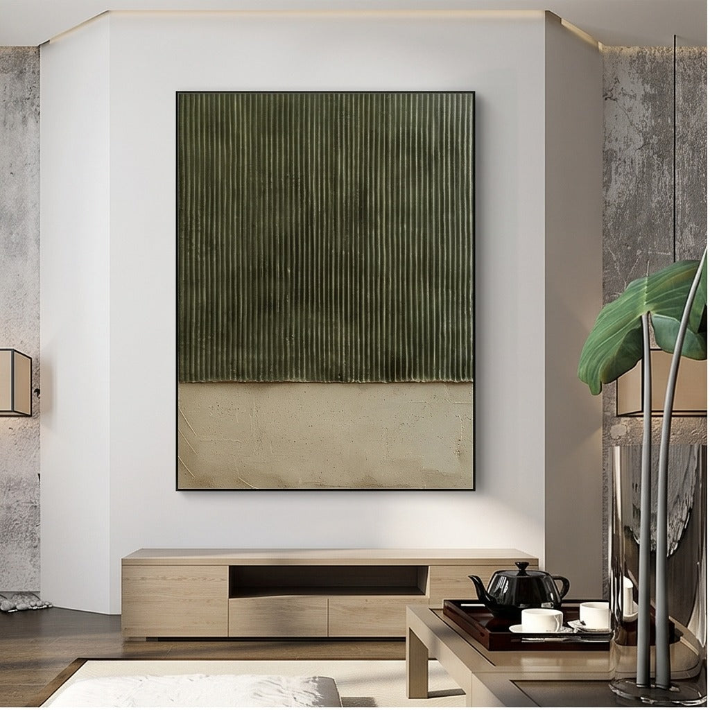 Textured Green Geometric Abstract Wall Art #TO113