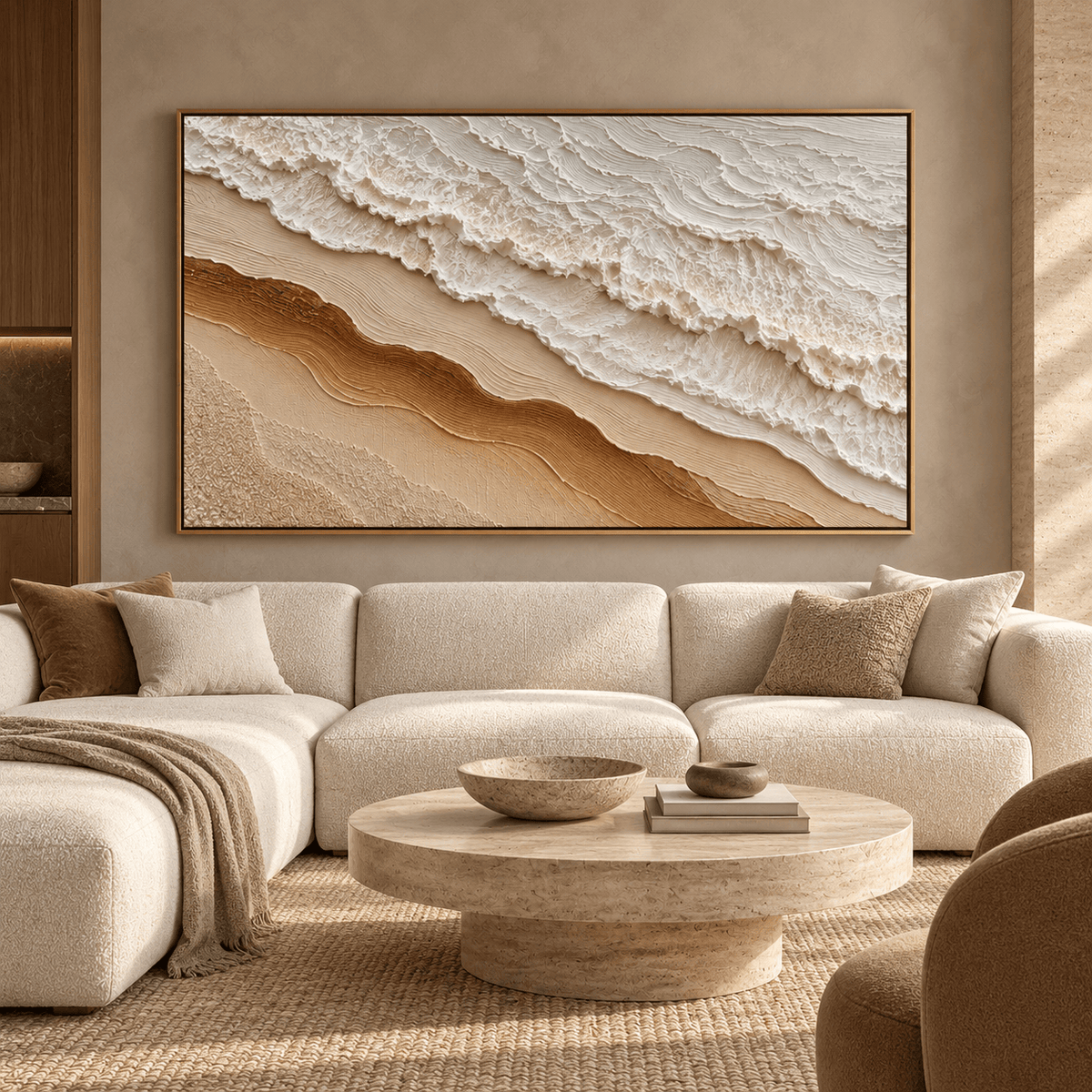 Textured Neutral Ocean Wave Wall Art #TO355