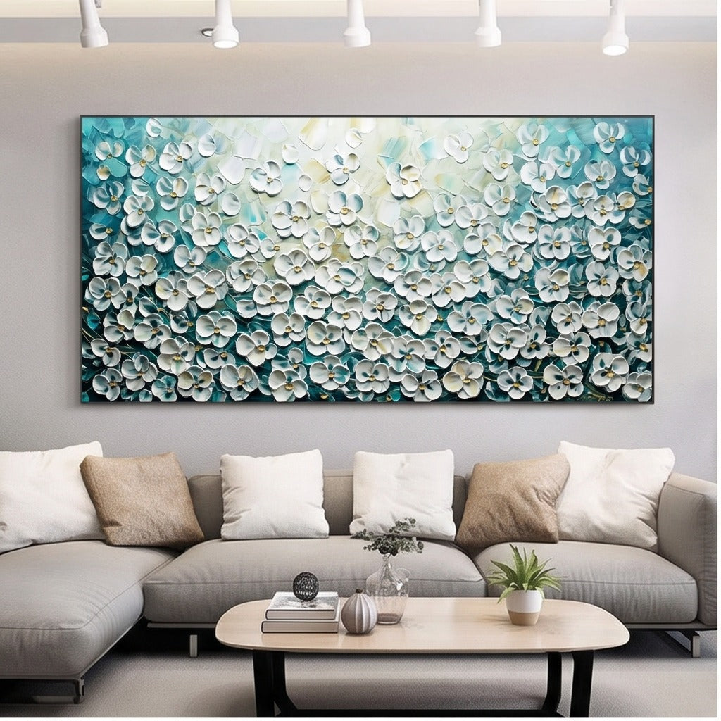 Textured White Floral Wall Art #TO165