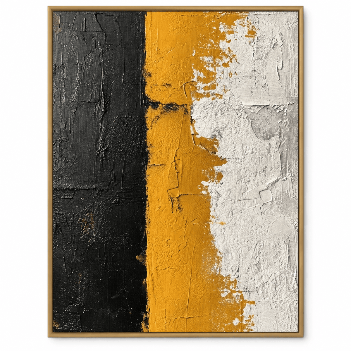 Textured Black & Mustard Abstract Wall Art #TO148