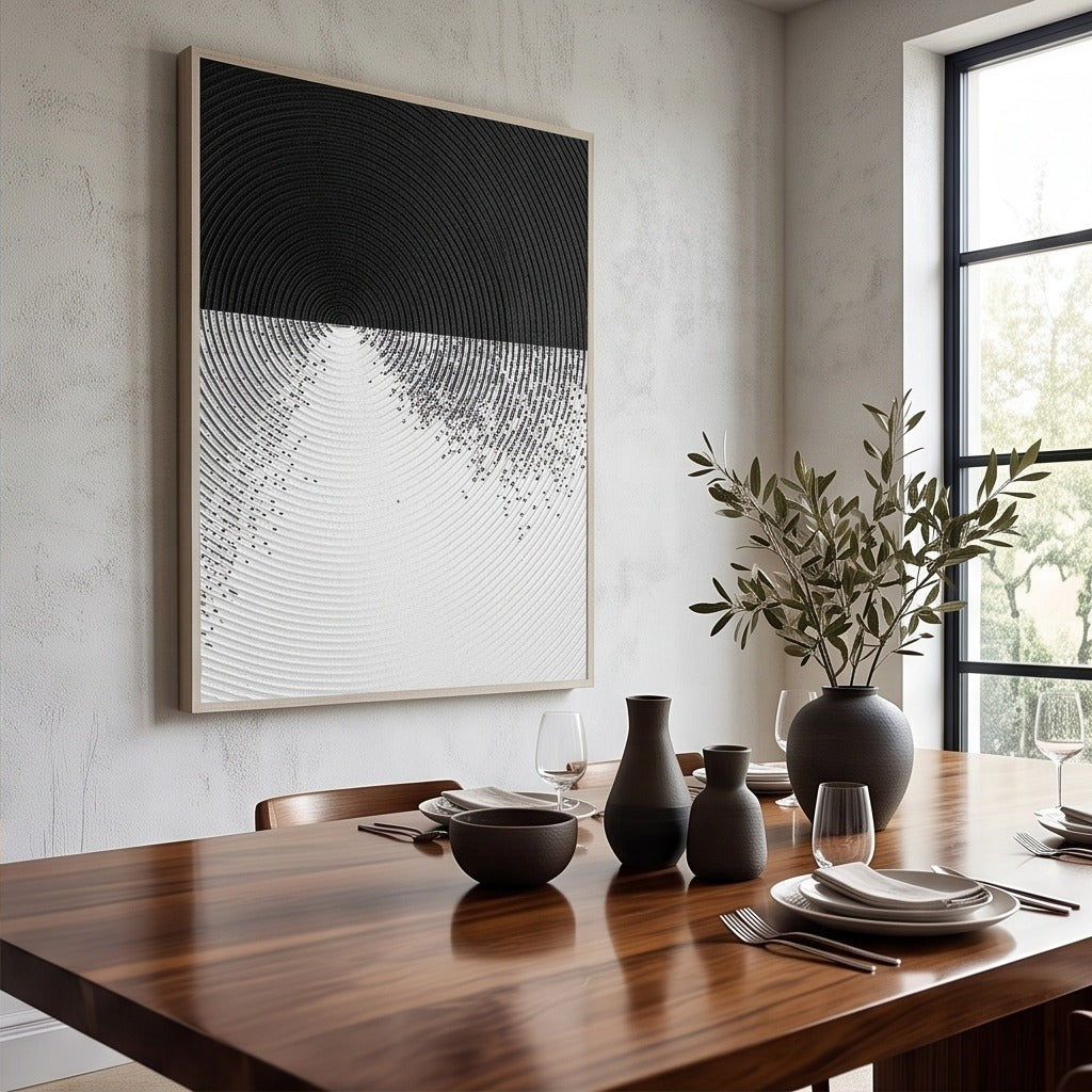 Textured Black & White Abstract Wall Art #TO017
