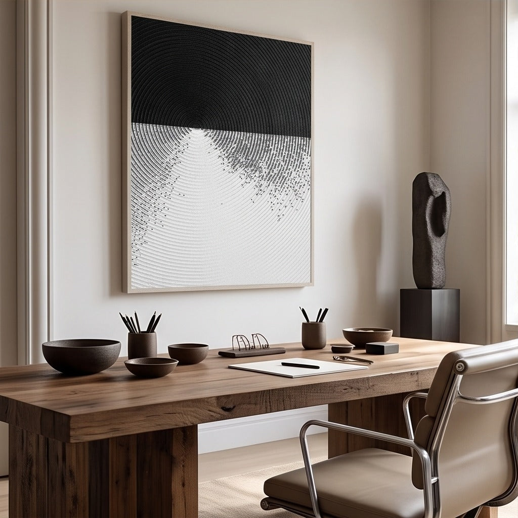 Textured Black & White Abstract Wall Art #TO017