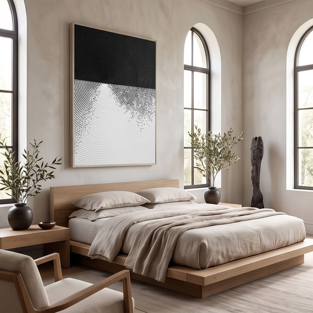 Textured Black & White Abstract Wall Art #TO017