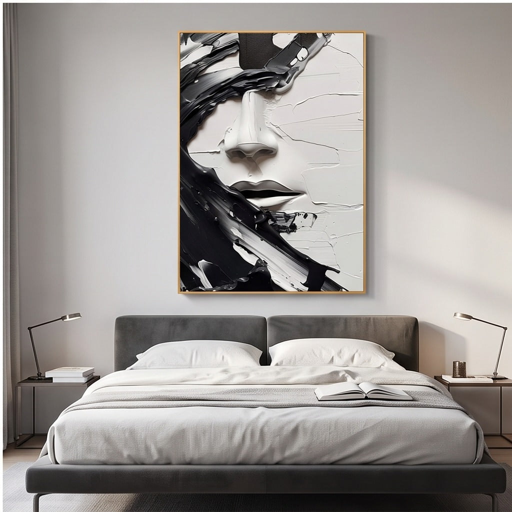 Textured Black & White Portrait Wall Art #TO117