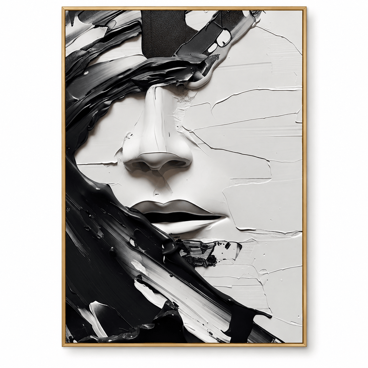 Textured Black & White Portrait Wall Art #TO117