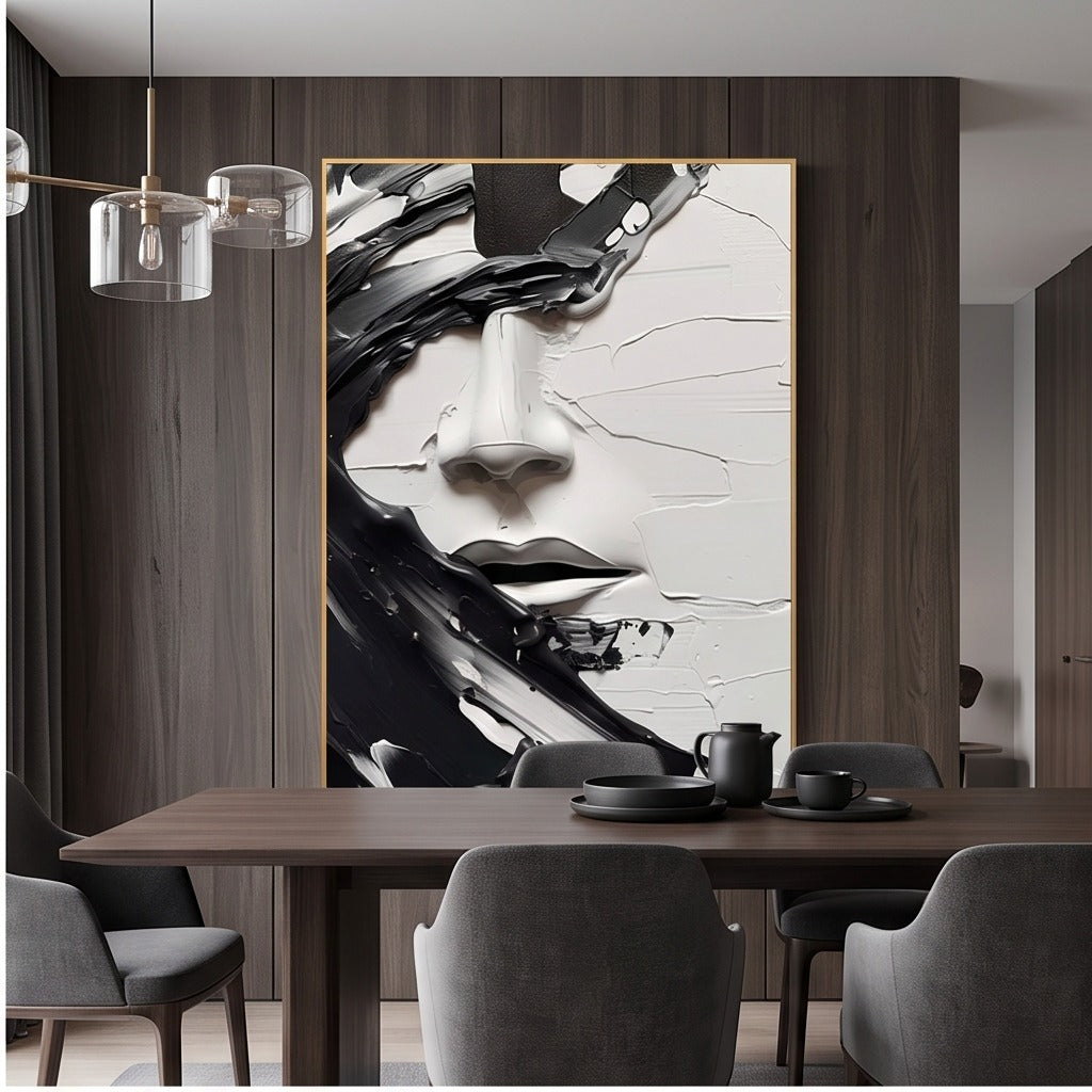 Textured Black & White Portrait Wall Art #TO117