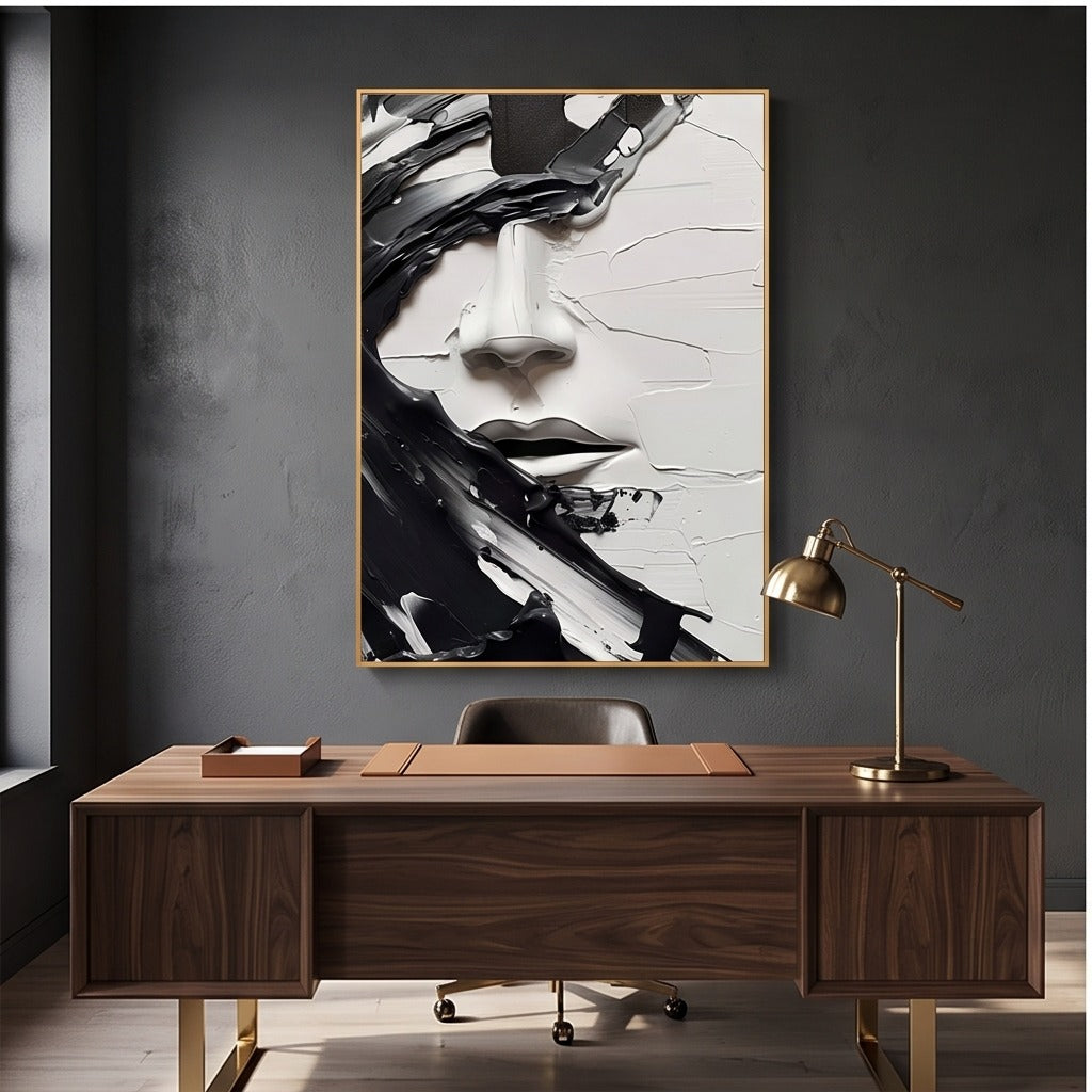 Textured Black & White Portrait Wall Art #TO117
