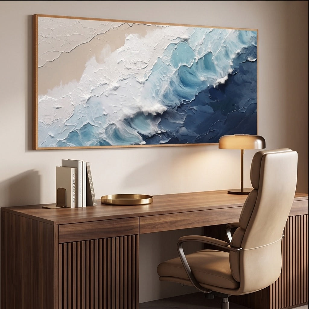 Textured Blue Ocean Wall Art #TO014