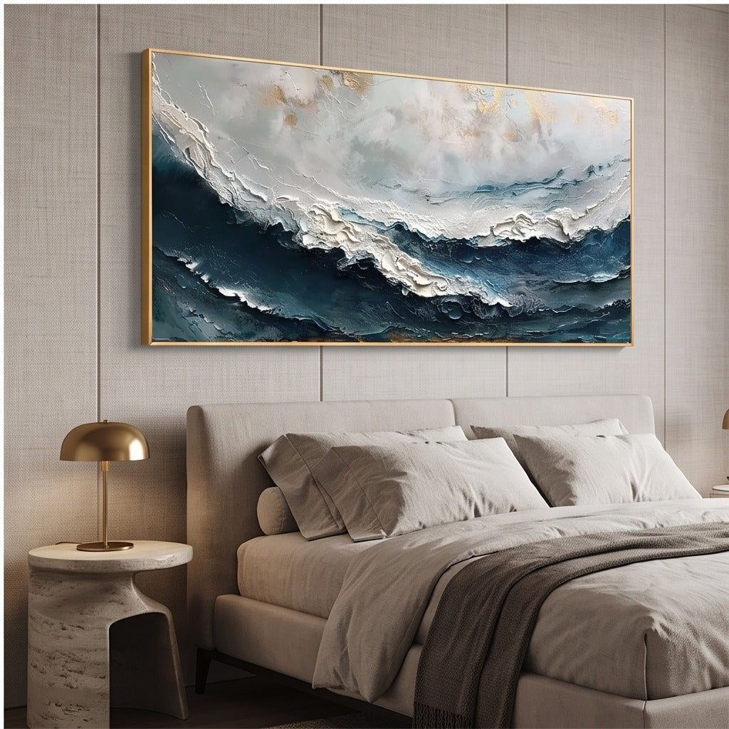 Textured Blue Ocean Wave Wall Art #TO872