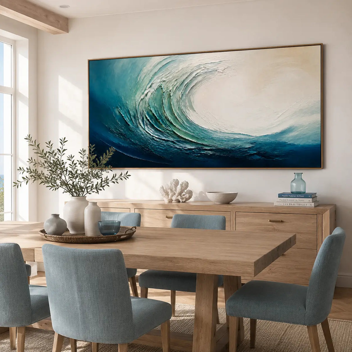 Textured Blue Ocean Wave Wall Art #TO048