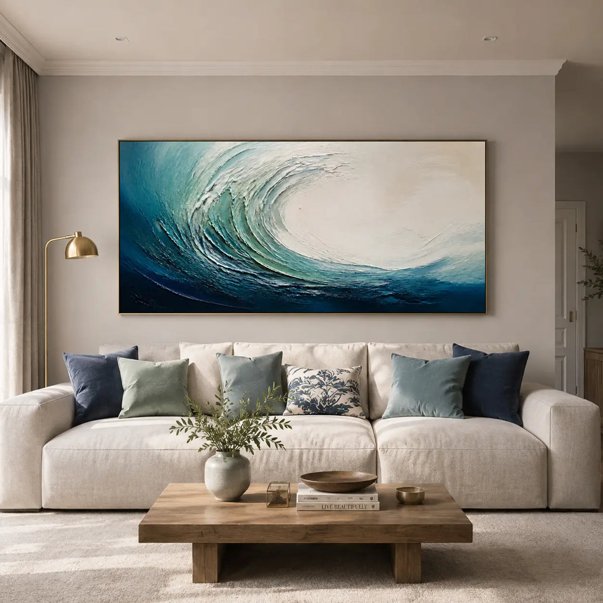 Textured Blue Ocean Wave Wall Art #TO048