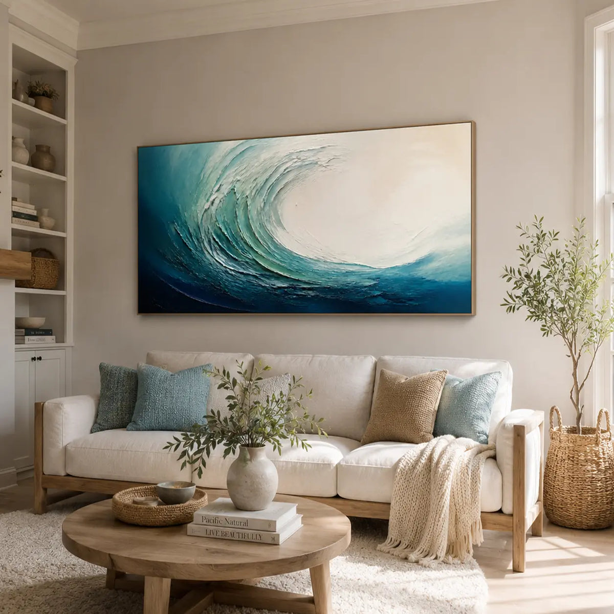 Textured Blue Ocean Wave Wall Art #TO048
