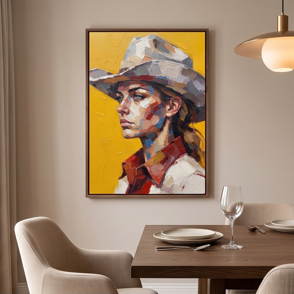 Textured Cowgirl Portrait Wall Art #TO752