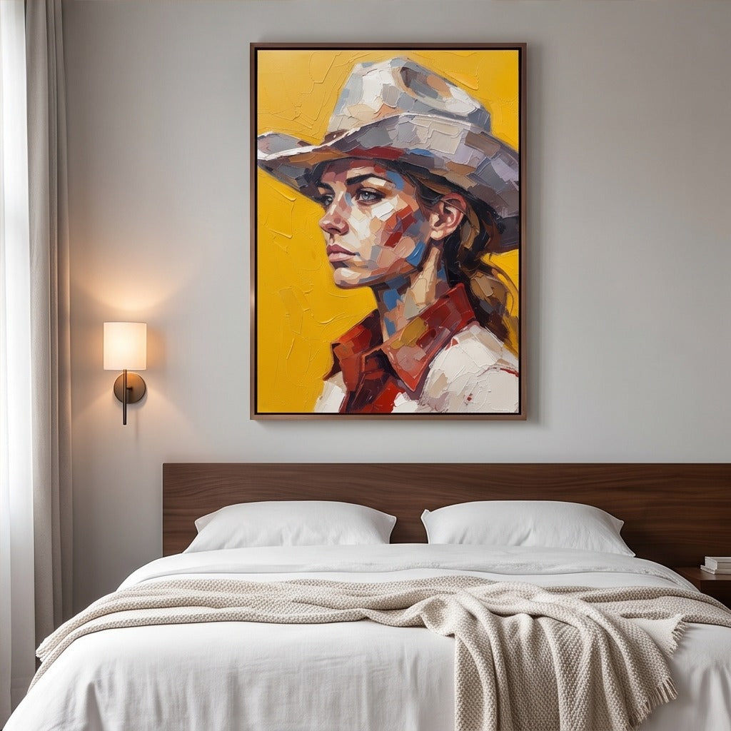 Textured Cowgirl Portrait Wall Art #TO752