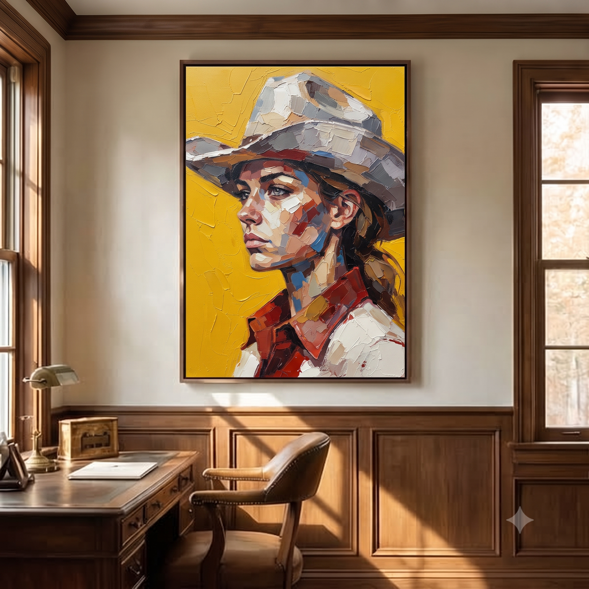 Textured Cowgirl Portrait Wall Art #TO752